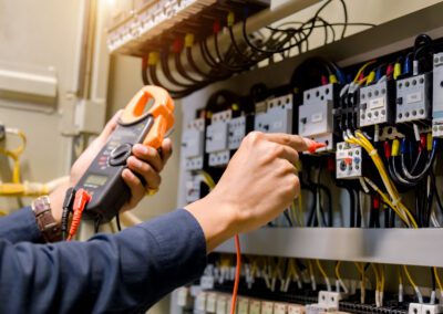 Electrician inspecting voltage